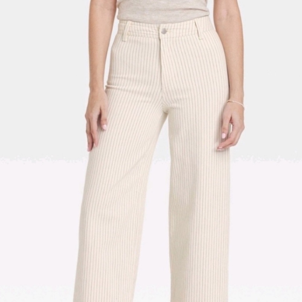 NWOT Universal Threads Sailor Pinstripe Cream Wide Leg Jeans